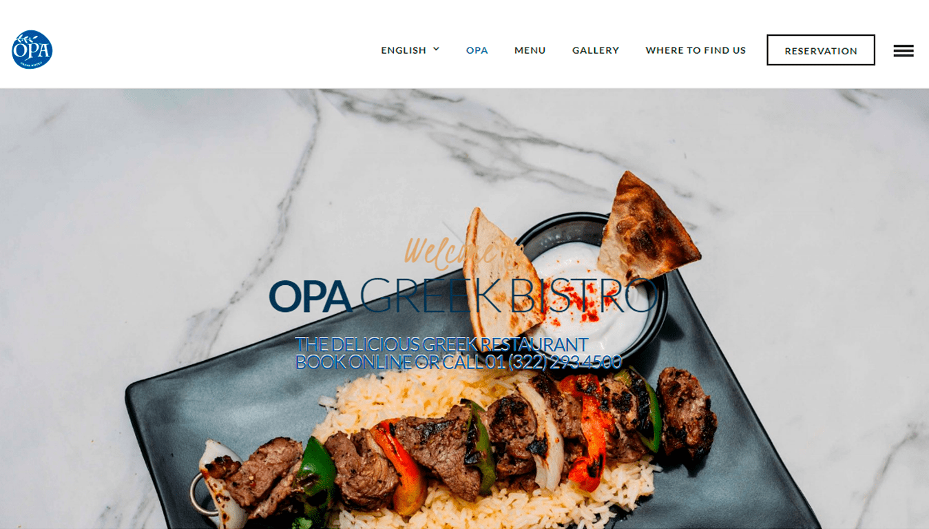 diseño web OPA Greek Bistro puerto vallarta